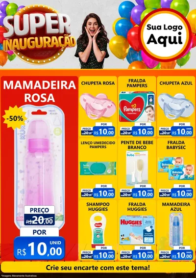 Modelo de Encarte para Encarte A4 Vertical com o tema Super Inauguração para Bebês