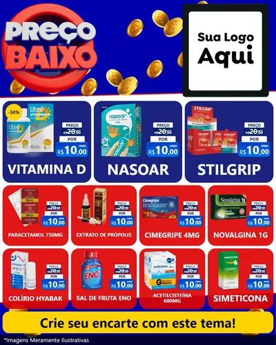 Modelo de Rede Social para Feed Instagram com o tema Preço Baixo para Farmácia