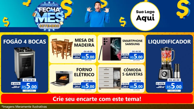 Modelo de TV para TV Horizontal com o tema Operação Fecha Mês Setembro para Móveis e Eletro