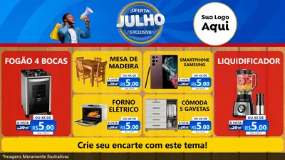 Modelo de TV para TV Horizontal com o tema Oferta Exclusiva, Julho para Móveis e Eletro