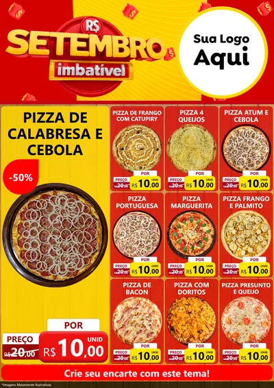 Modelo de Encarte para Encarte A4 Vertical com o tema Setembro Imbatível para Pizzaria