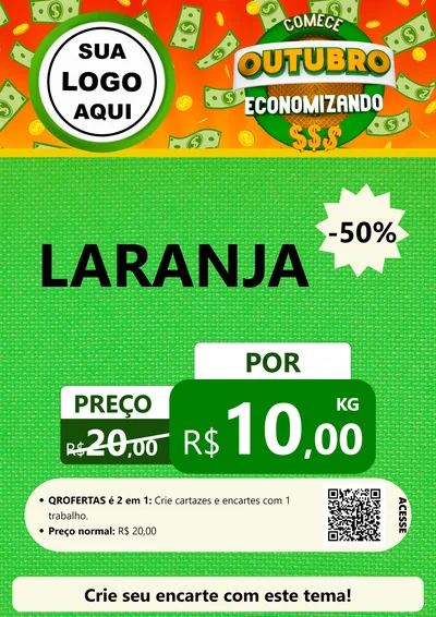 Modelo de Cartaz para Cartaz A4 Vertical com o tema Comece Outubro Economizando para Hortifrúti