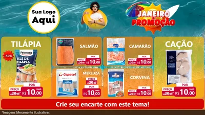 Modelo de TV para TV Horizontal com o tema Janeiro de Promoção para Peixaria