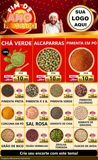 Modelo de Encarte para Encarte Grande com o tema Fim de Ano Premiado para Produtos Naturais