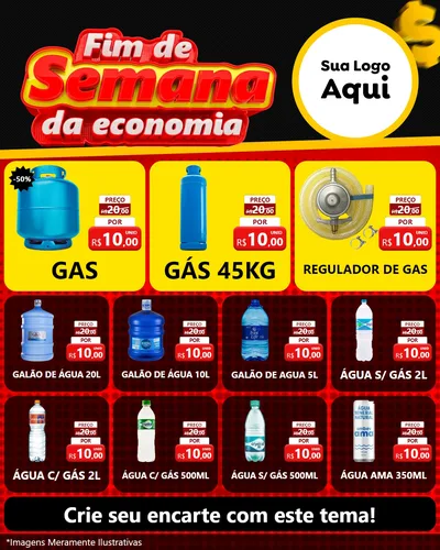 Modelo de Rede Social para Feed Instagram com o tema Fim de Semana da Economia para Água e gás