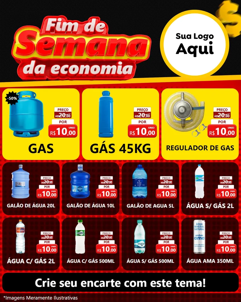 Modelo de Rede Social para Feed Instagram com o tema Fim de Semana da Economia para Água e gás