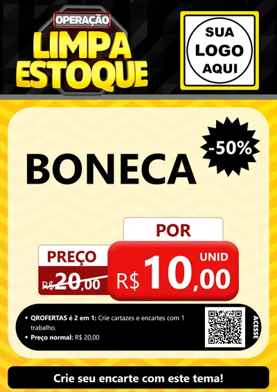 Modelo de Cartaz para Cartaz A4 Vertical com o tema Operação Limpa Estoque para Brinquedos