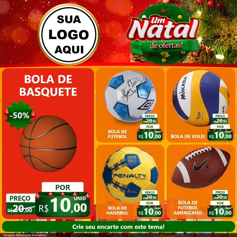 Modelo de Rede Social para Feed Facebook com o tema Um Natal de Ofertas para Artigos Esportivos