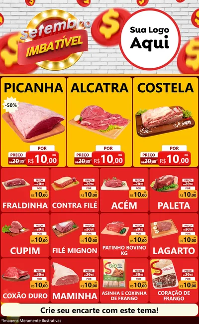 Modelo de Encarte para Encarte Grande com o tema Setembro Imbatível para Açougue