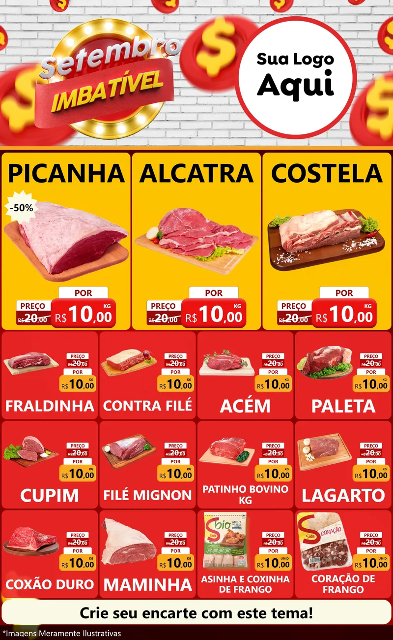 Modelo de Encarte para Encarte Grande com o tema Setembro Imbatível para Açougue