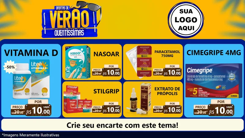 Modelo de TV para TV Horizontal com o tema Ofertas de Verão Quentíssimas para Farmácia