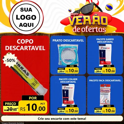 Modelo de Rede Social para Feed Facebook com o tema Super Verão de Ofertas para Embalagens