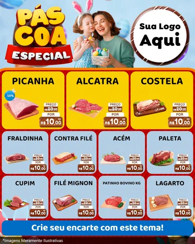 Modelo de Rede Social para Feed Instagram com o tema Páscoa Especial para Açougue
