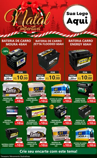 Modelo de Encarte para Encarte Grande com o tema Natal Imperdível para Baterias Elétricas