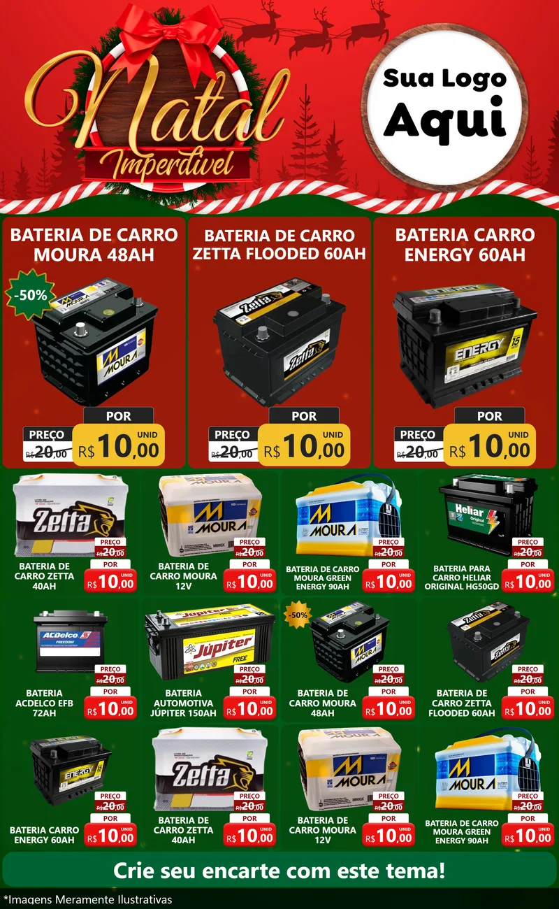 Modelo de Encarte para Encarte Grande com o tema Natal Imperdível para Baterias Elétricas