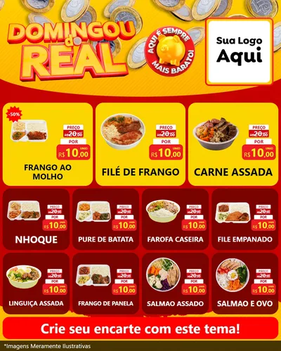 Modelo de Rede Social para Feed Instagram com o tema Domingou do Real para Restaurante