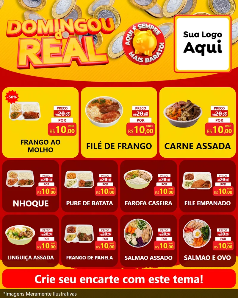 Modelo de Rede Social para Feed Instagram com o tema Domingou do Real para Restaurante