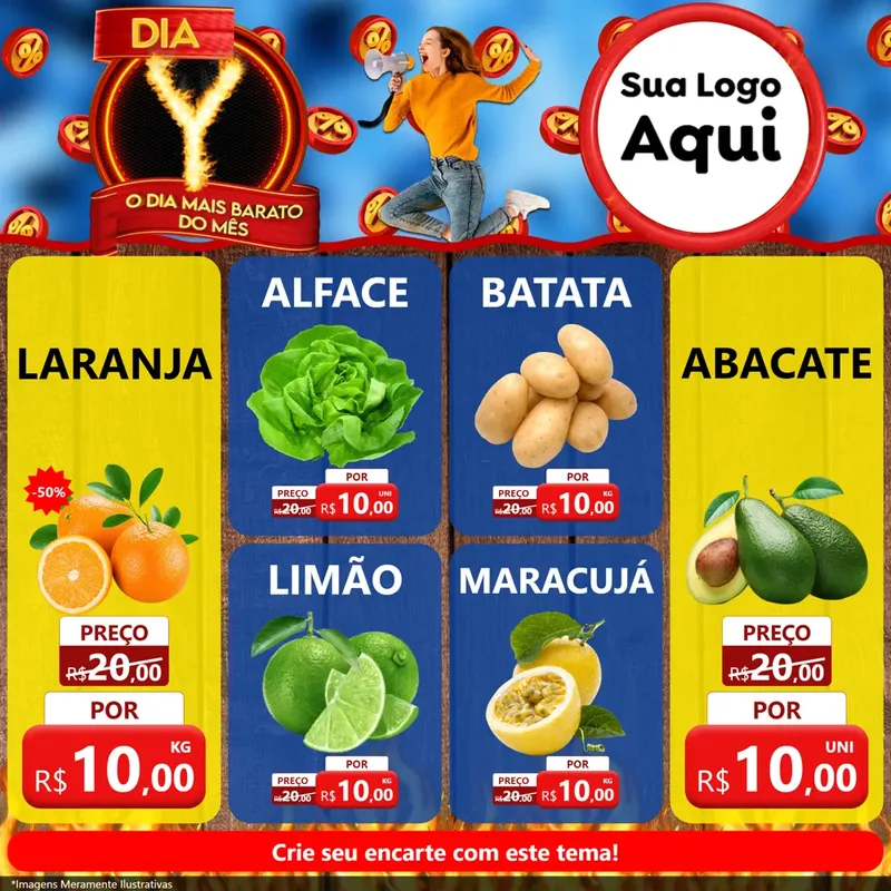 Modelo de Rede Social para Feed Facebook com o tema Dia Y - O Dia Mais Barato Do Mês para Hortifrúti
