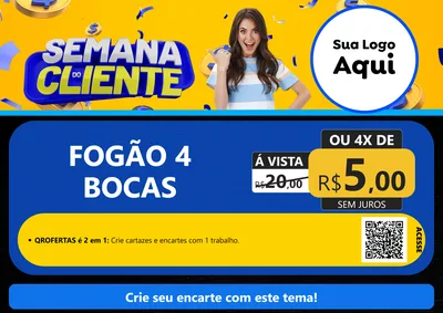Modelo de Cartaz para Cartaz A4 Horizontal com o tema Semana do Cliente para Móveis e Eletro