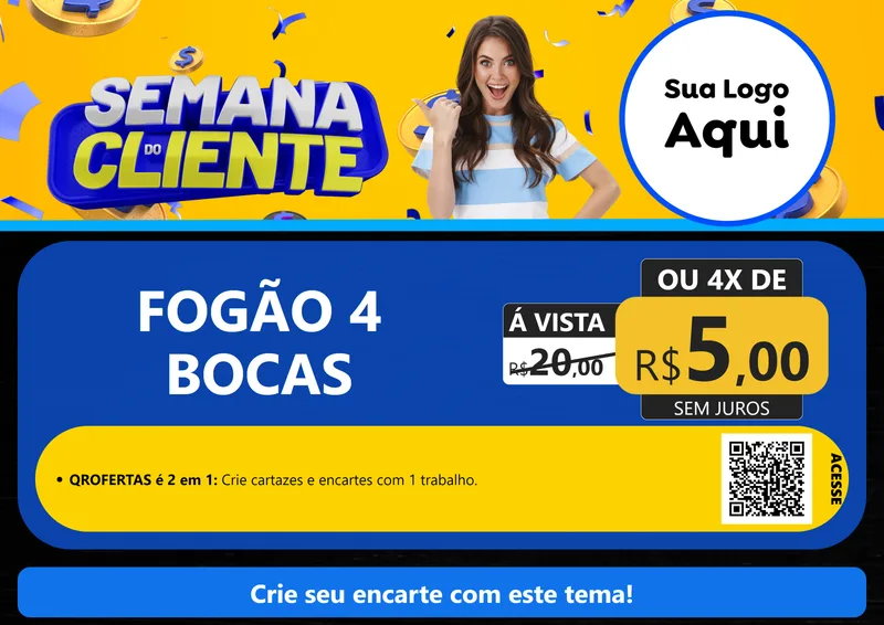 Modelo de Cartaz para Cartaz A4 Horizontal com o tema Semana do Cliente para Móveis e Eletro
