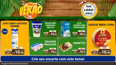 Modelo de TV para TV Horizontal com o tema Verão para Frios e Laticínios