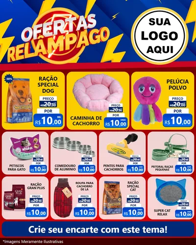 Modelo de Rede Social para Feed Instagram com o tema Ofertas Relâmpago para Pet Shop