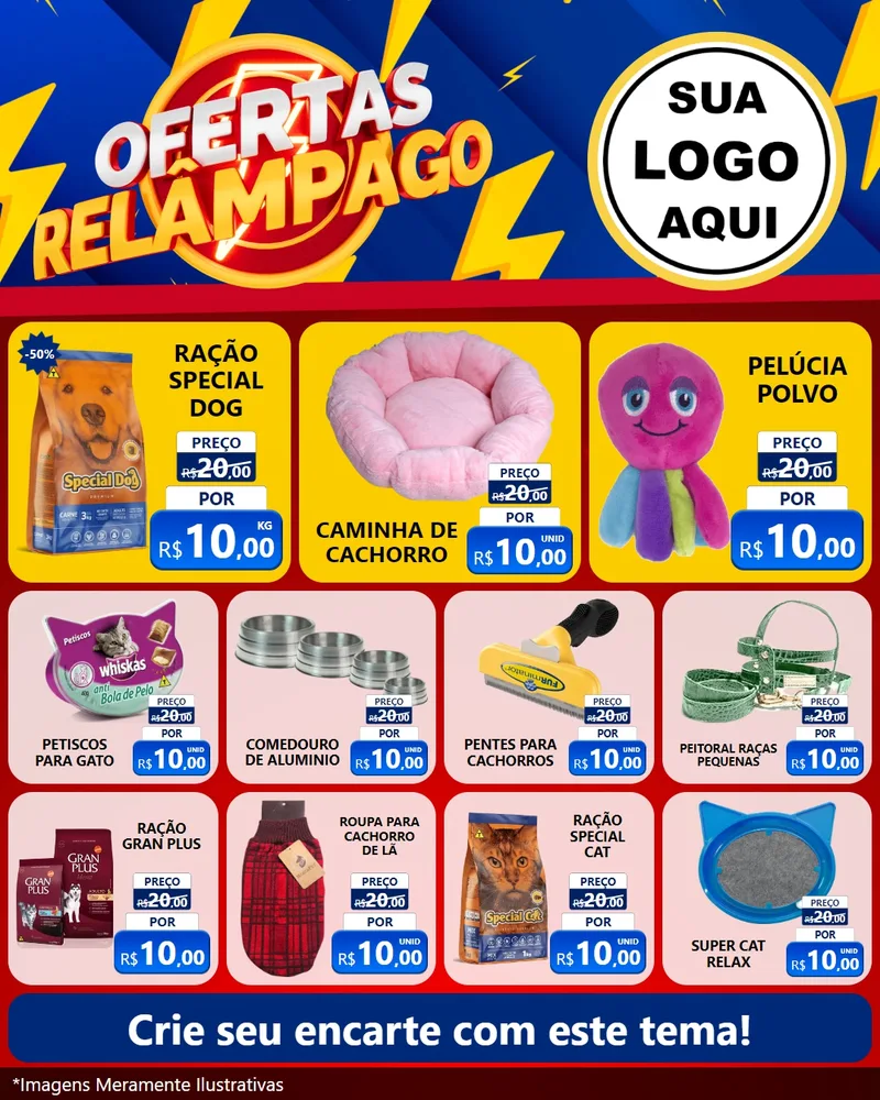 Modelo de Rede Social para Feed Instagram com o tema Ofertas Relâmpago para Pet Shop