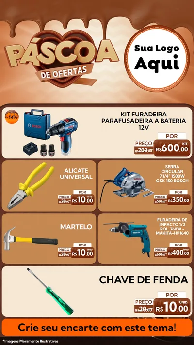 Modelo de TV para TV Vertical com o tema Páscoa de Ofertas para Maquinas e Ferramentas