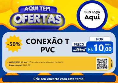 Modelo de Cartaz para Cartaz A4 Horizontal com o tema Aqui Tem Ofertas para Tubos e conexões