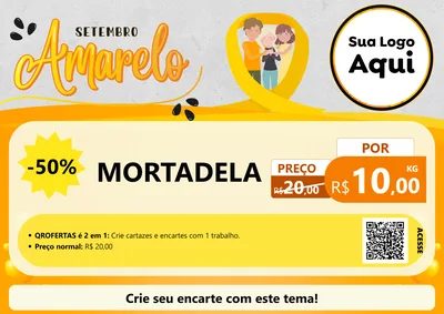 Modelo de Cartaz para Cartaz A4 Horizontal com o tema Setembro Amarelo para Frios e Laticínios