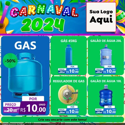 Modelo de Rede Social para Feed Facebook com o tema Carnaval 2027 para Água e gás