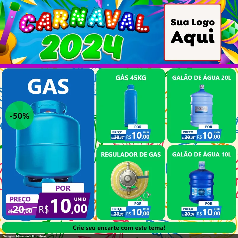 Modelo de Rede Social para Feed Facebook com o tema Carnaval 2027 para Água e gás
