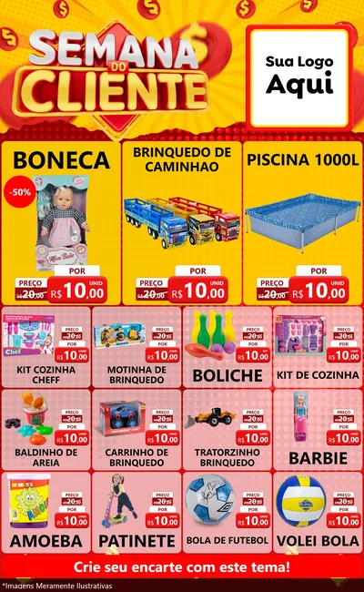 Modelo de Encarte para Encarte Grande com o tema Semana do Cliente para Brinquedos