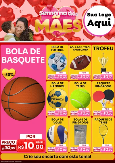 Modelo de Encarte para Encarte A4 Vertical com o tema Semana Das Mães para Artigos Esportivos