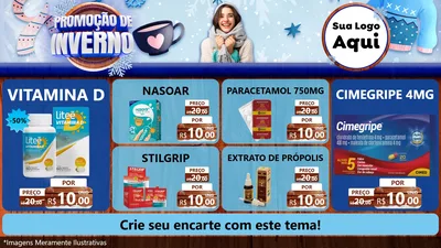 Modelo de TV para TV Horizontal com o tema Promoção de Inverno para Farmácia