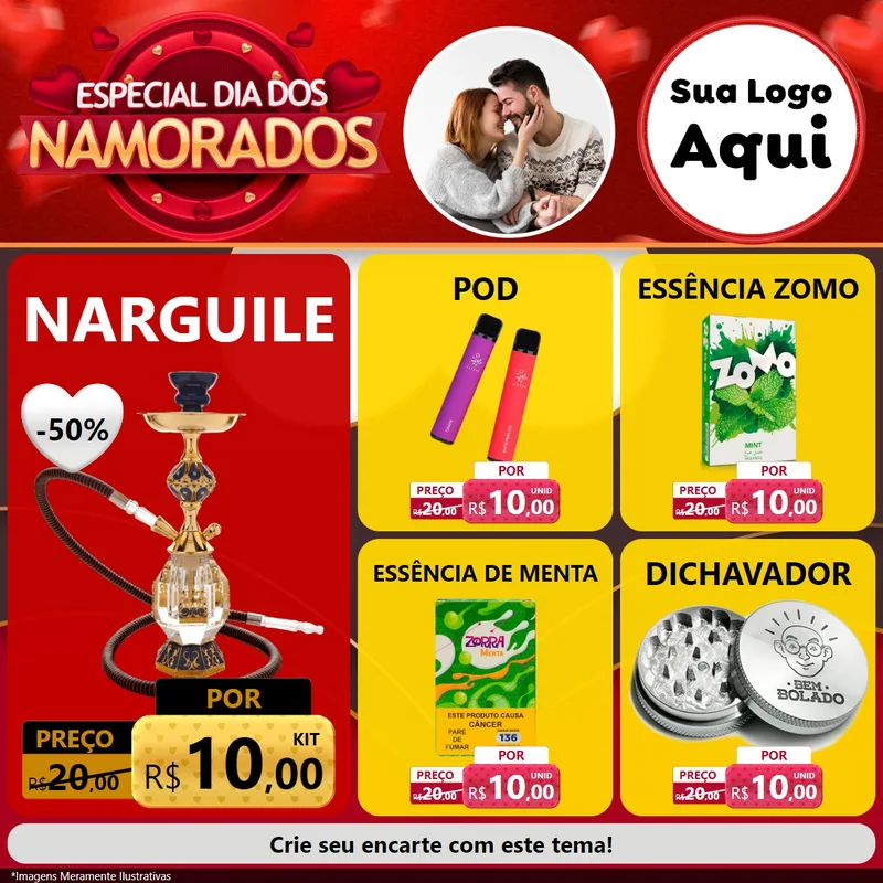 Modelo de Rede Social para Feed Facebook com o tema Especial Dia Dos Namorados para Tabacaria