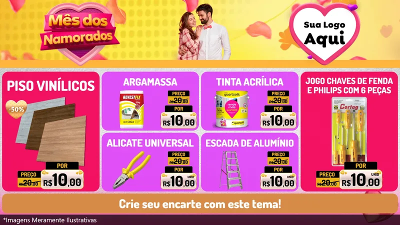 Modelo de TV para TV Horizontal com o tema Mês dos Namorados para Material para Construção
