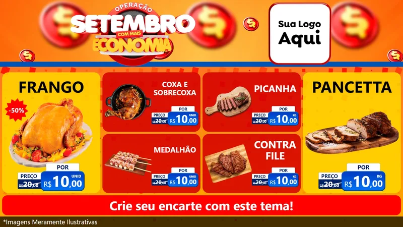 Modelo de TV para TV Horizontal com o tema Operação Setembro Com Muita Economia para Assados