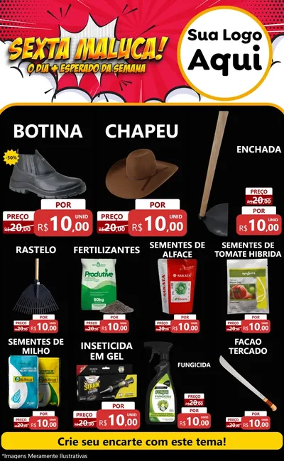 Modelo de Encarte para Encarte Grande com o tema Sexta Maluca! para Agropecuária