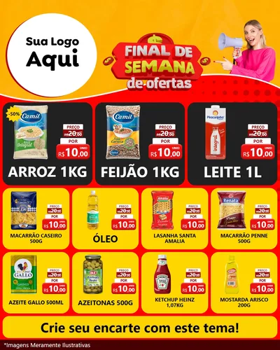Modelo de Rede Social para Feed Instagram com o tema Final de Semana de Ofertas para Supermercado