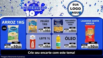 Modelo de TV para TV Horizontal com o tema Promoção de Aniversário - 10 Anos para Supermercado