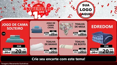 Modelo de TV para TV Horizontal com o tema Promoção de Aniversário - 1 Ano para Cama, Mesa e Banho