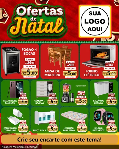 Modelo de Rede Social para Feed Instagram com o tema Ofertas de Natal para Móveis e Eletro