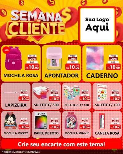 Modelo de Rede Social para Feed Instagram com o tema Semana do Cliente para Papelaria