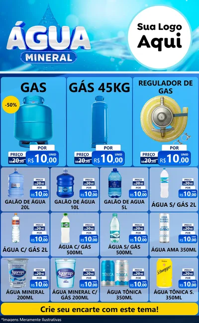 Modelo de Encarte para Encarte Grande com o tema Água Mineral para Água e gás