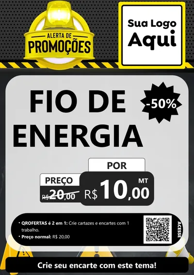 Modelo de Cartaz para Cartaz A4 Vertical com o tema Alerta de Promoções para Materiais Elétricos
