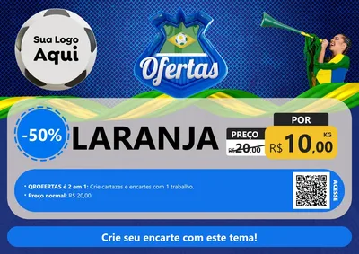 Modelo de Cartaz para Cartaz A4 Horizontal com o tema Ofertas (Futebol) para Hortifrúti