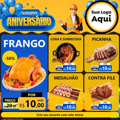 Modelo de Rede Social para Feed Facebook com o tema Semana de Aniversário para Assados