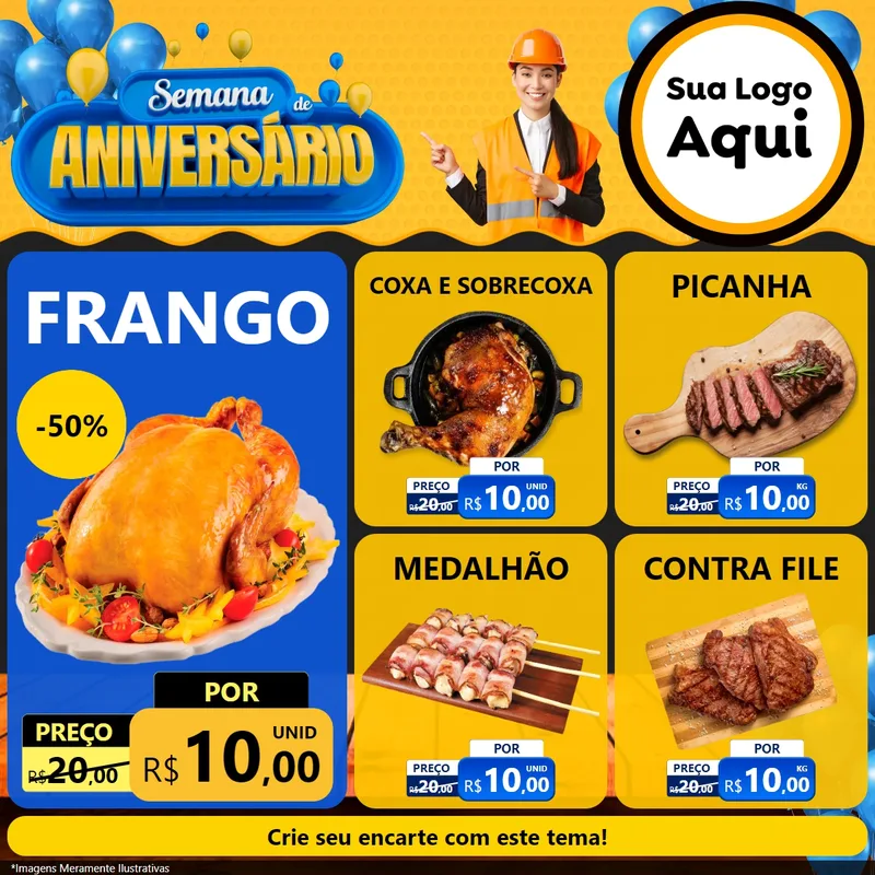 Modelo de Rede Social para Feed Facebook com o tema Semana de Aniversário para Assados
