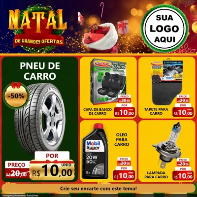 Modelo de Rede Social para Feed Facebook com o tema Natal de Grandes Ofertas para Auto peças